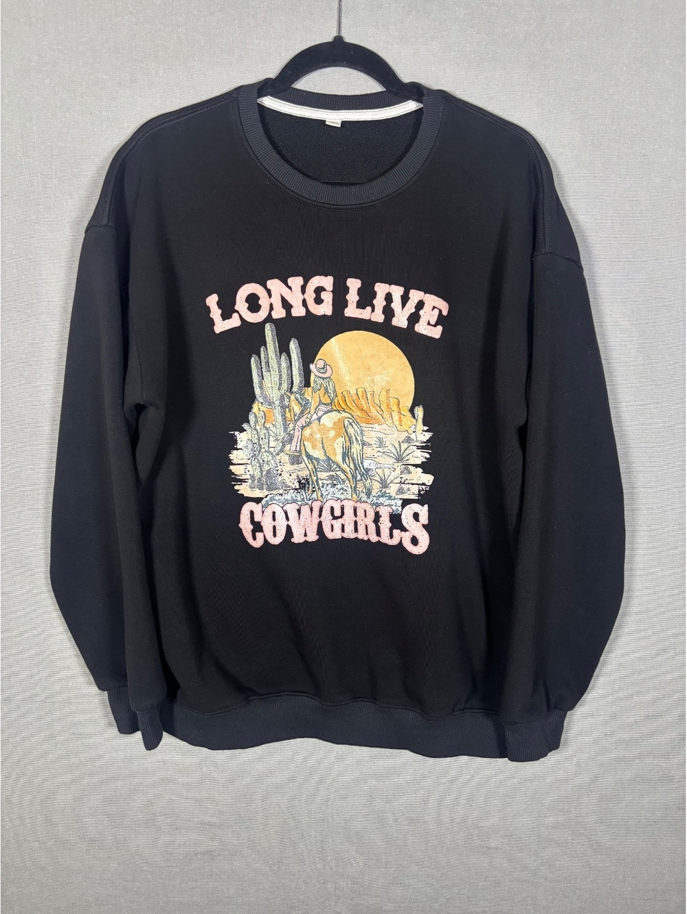 Long Live Cowgirls Western Graphic Sweatshirt Black XL Cowboy Rodeo Horse